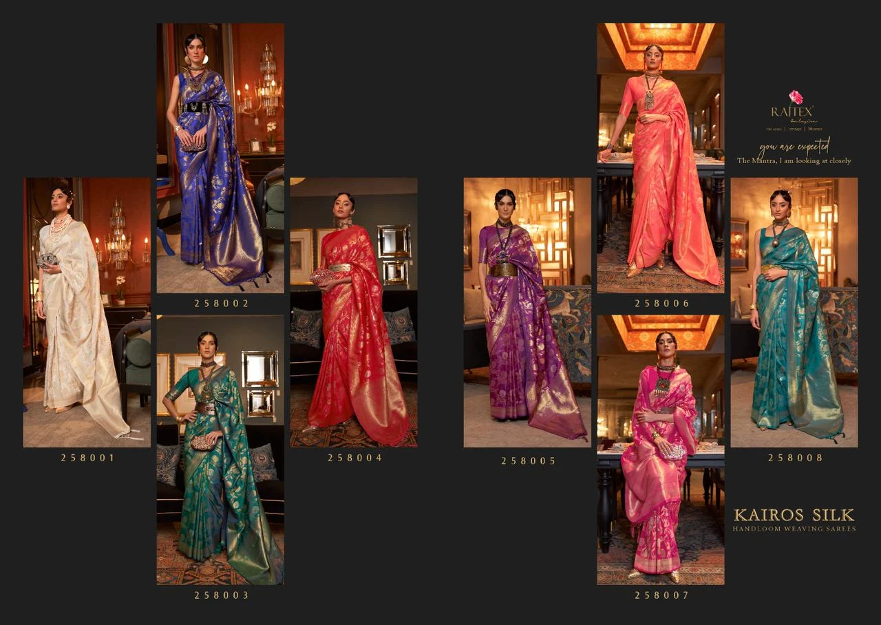 Rajtex 258000 Series Handloom Weaving Wholesale Fancy Sarees Catalog — Wholesale Sarees, rajtex wholesale from Surat — view 15